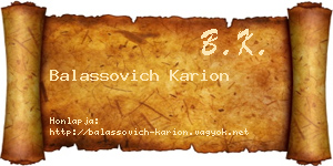 Balassovich Karion névjegykártya
